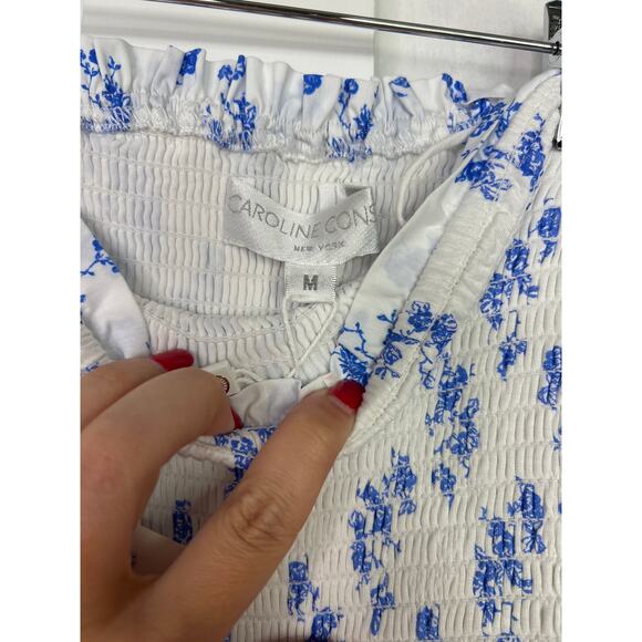 NWT Caroline Constas Strapless Emmy Dress Blue Vacation Spot Floral - Picture 6 of 8